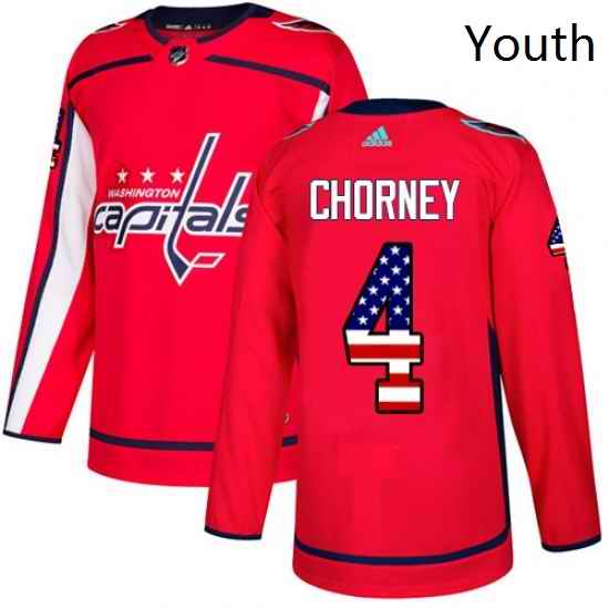 Youth Adidas Washington Capitals 4 Taylor Chorney Authentic Red USA Flag Fashion NHL Jersey